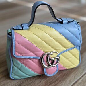 Gucci Marmont Rainbow Matelassé  Leather Shoulder Handbag Small